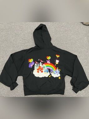 Hello Kitty & Friends x Care Bears Black Zip Crop Hoodie Adult S